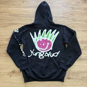 YUNGBLUD Happy Face Pullover SWEATSHIRT HOODIE Small Black
